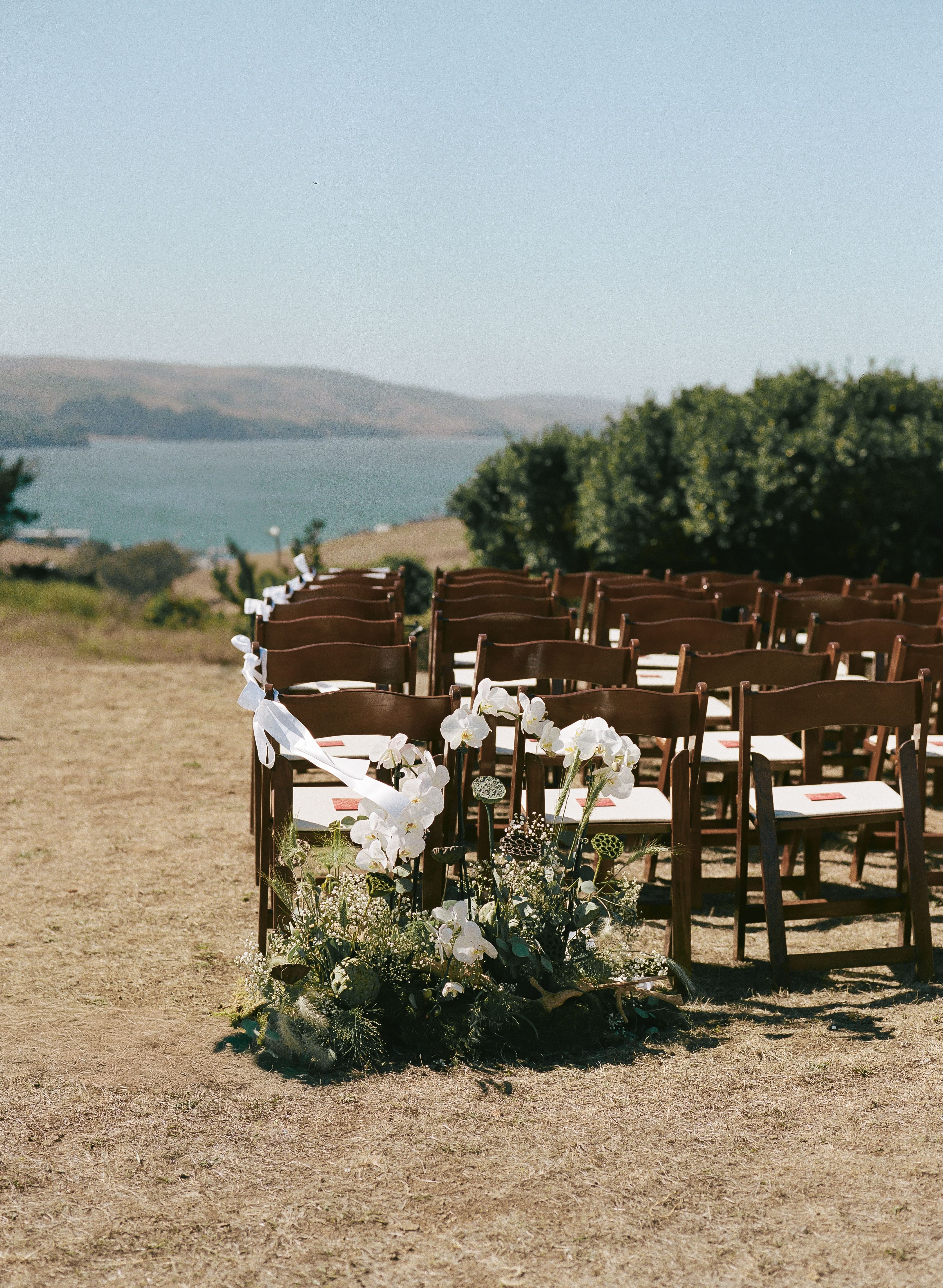 Tower Hill ceremony at a Lodge at Marconi wedding overlooking Tomales Bay
