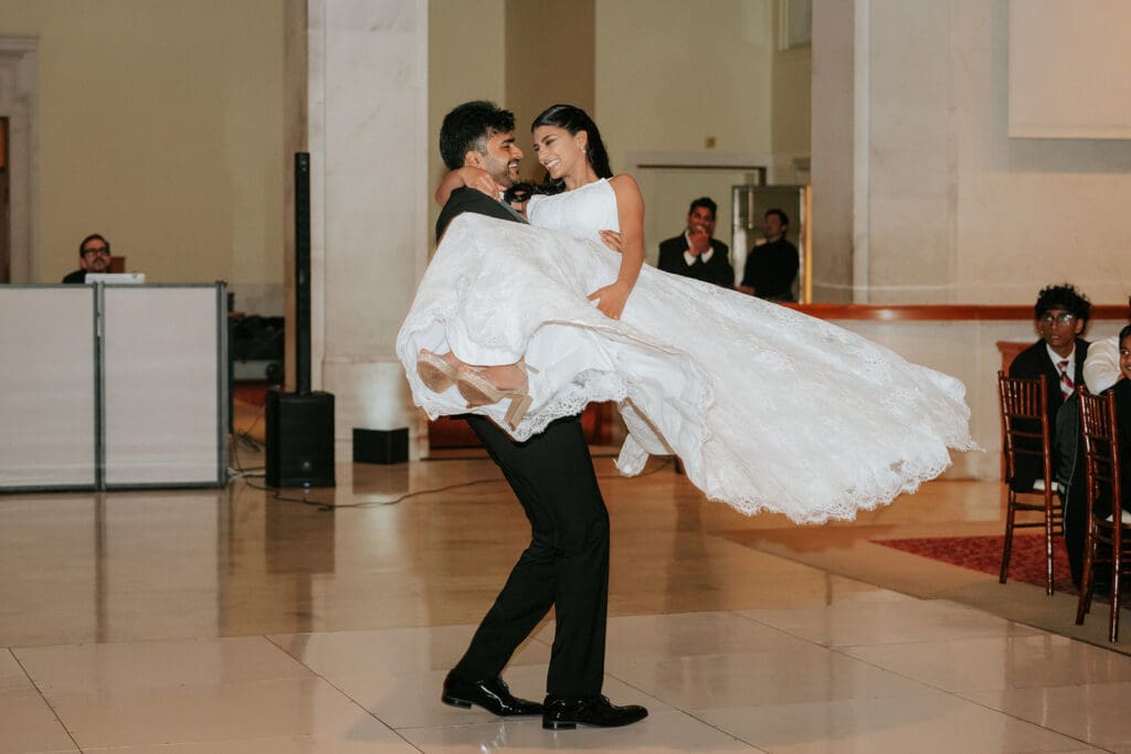 Bride and groom sharing their first dance at San Francisco City Hall